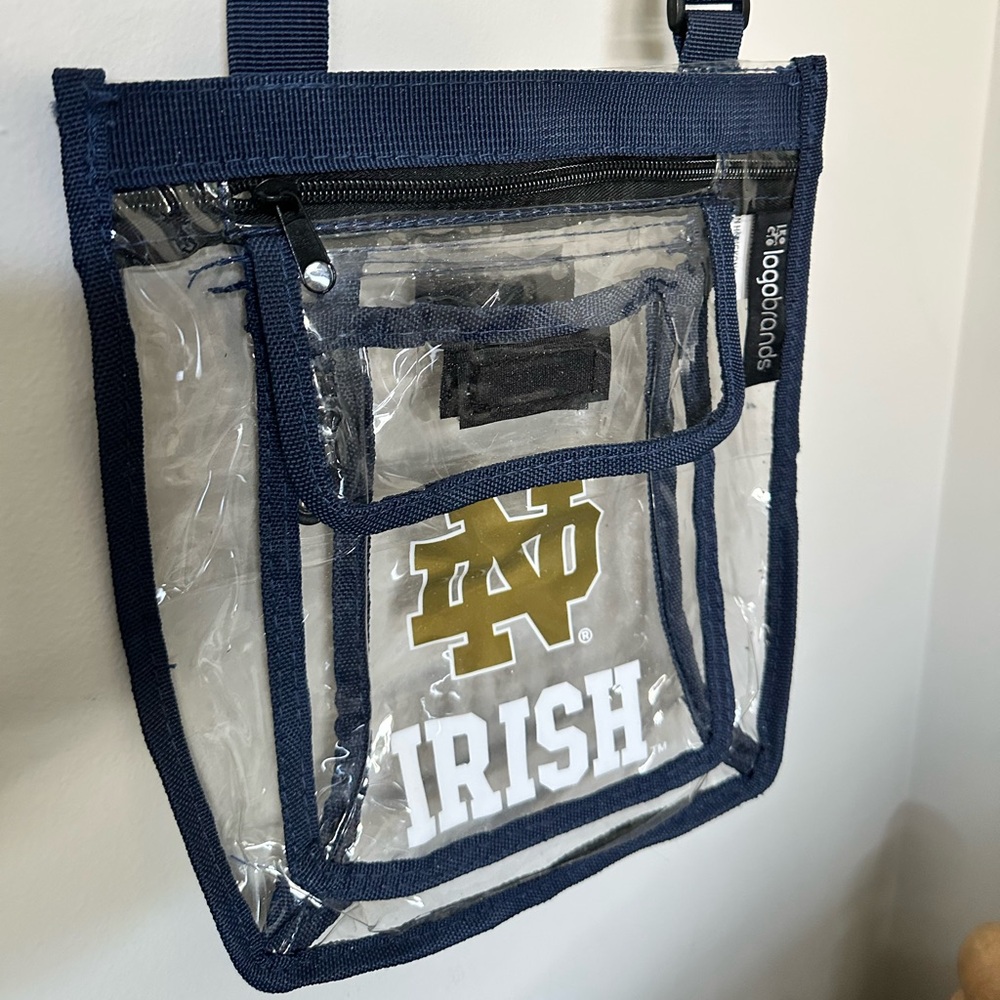 Notre Dame Stadium Bag - Clear Navy Crossbody Bag with game day lanyard